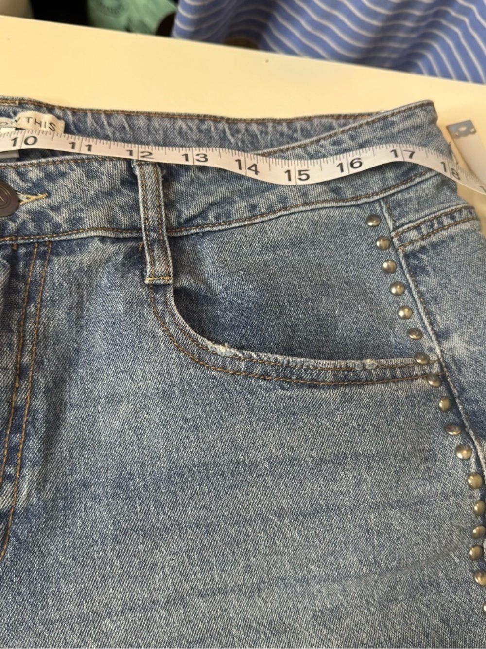 And Now This Studded Wide Leg Jeans Size 32 High Rise Denim - Picture 9 of 12